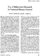 Use Of Behavioral Research In Venereal Disease Control