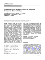 Occupational safety and health criteria for responsible development of nanotechnology