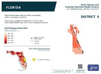 FL Congressional District 08 Heart Disease and Federally Qualified Health Centers Map 118th Congress