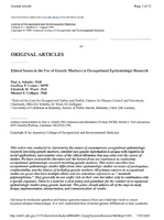 Ethical Issues in the Use of Genetic Markers in Occupational Epidemiologic Research