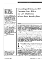 Counseling and testing for HIV prevention costs effects and costeffectiveness of more rapid screening tests