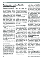 Research alone is not sufficient to prevent sports injury