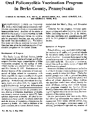 Oral Poliomyelitis Vaccination Program In Berks County Pennsylvania
