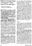 Diphtheria immunity status in Montgomery County school seniors and adults