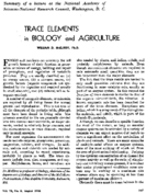 Trace elements in biology and agriculture