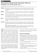 Information Retrieval in Systematic Reviews Challenges in the Public Health Arena