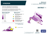 VA Congressional District 01 Stroke and Stroke Centers Map 118th Congress