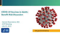 COVID19 vaccines in adults  benefitrisk discussion