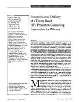 Paraprofessional Delivery Of A Theory Based HIV Prevention Counseling Intervention For Women