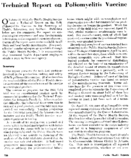 Technical report on poliomyelitis vaccine