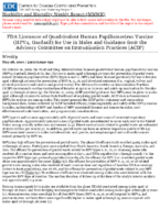 FDA licensure of quadrivalent human papillomavirus vaccine HPV4 Gardasil for use in males and guidance from the Advisory Committee on Immunization Practices ACIP