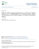 Effects of occupational stressors on nurses safety performance and wellbeing a withinindividual study
