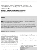 A casecontrol study of occupational risk factors for pancreatic cancer in poultry plant workers a random forest approach