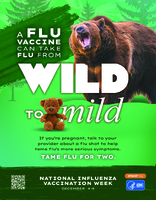 A Flu Vaccine Can Take Flu from Wild to Mild National Influenza Vaccination Week December 48 BearTeddy Bear