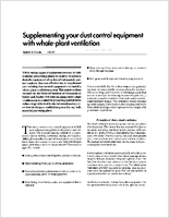 Supplementing Your Dust Control Equipment with WholePlant Ventilation