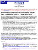 Recommended immunization schedules for persons aged 0 through 18 years  United States 2010
