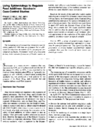 Using Epidemiology To Regulate Food Additives Saccharin CaseControl Studies