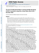 The role of funded partnerships in working towards decreasing COVID19 vaccination disparities United States March 2021December 2022