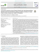 Associations Between Poorer Mental Health with WorkRelated Effort Reward and Overcommitment Among a Sample of Formal US Solid Waste Workers During the COVID19 Pandemic