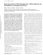 Determination of BenzoapyreneDNA Adducts by SolidMatrix Phosphorescence