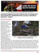 Line of Duty Death Report Volunteer Firefighter Dies When Propane from an Underground Tank Leaked into a Residential Home Causing a Catastrophic Explosion  Virginia