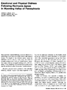 Emotional And Physical Distress Following Hurricane Agnes In Wyoming Valley Of Pennsylvania