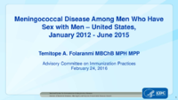 Meningococcal disease among men who have sex with men United States January 2012 June 2015