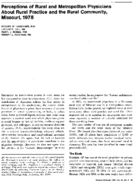 Perceptions of rural and metropolitan physicians about rural practice and the rural community Missouri 1975