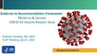 Evidence to recommendation framework  Moderna  Janssen COVID19 vaccine booster dose