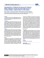 Characteristics of Veterans Accessing the Veterans Affairs Telephone Triage Who Have Depression or Suicidal Ideation Opportunities for Intervention