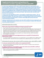 Supplemental Information and Guidance for Vaccination Providers Regarding Use of 9Valent HPV