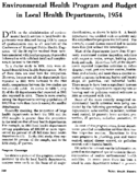 Environmental health program and budget in local health departments 1954