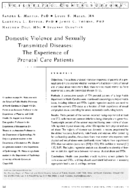 Domestic violence and sexually transmitted diseases the experience of prenatal care patients