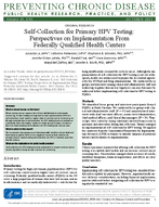 SelfCollection for Primary HPV Testing Perspectives on Implementation From Federally Qualified Health Centers