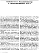 Accidental Carbon Monoxide Poisonings In Colorado And Wyoming 197173