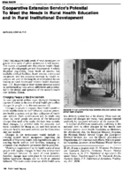 Cooperative Extension Services Potential To Meet The Needs In Rural Health Education And In Rural Institutional Development