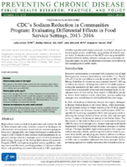 CDCs Sodium Reduction in Communities Program Evaluating Differential Effects in Food Service Settings 20132016