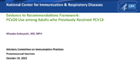 Evidence to Recommendations Framework  PCV20 use among adults who previously received PCV13