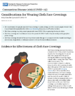 Considerations for wearing cloth face coverings  help slow the spread of COVID19