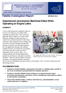 Experienced Journeyman Machinist Killed While Operating an Engine Lathe