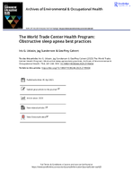 The World Trade Center Health Program Obstructive Sleep Apnea Best Practices