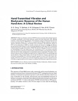 HandTransmitted Vibration and Biodynamic Response of the Human HandArm A Critical Review