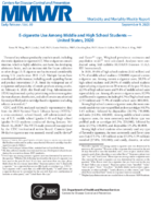 Ecigarette Use Among Middle and High School Students  United States 2020
