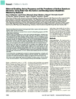 Maternal Smoking during Pregnancy and the Prevalence of Autism Spectrum Disorders Using Data from the Autism and Developmental Disabilities Monitoring Network