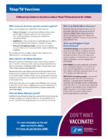 TdapTD Vaccines Addressing Common Questions About TdapTD Vaccination for Adults