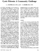 Cystic fibrosis A community challenge