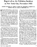 Report of an air pollution incident in New York City November 1953