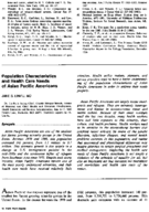 Population Characteristics And Health Care Needs Of Asian Pacific Americans