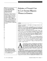 Initiation Of Prenatal Care By LowIncome Hispanic Women In Houston