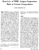 Reactivity of VDRL antigen suspensions made at various temperatures